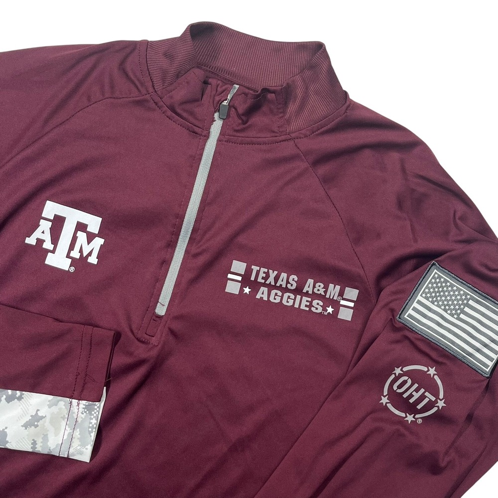 Colosseum Texas A&M Aggies Mens Medium Maroon OHT 1/4 Zip Camo Pullover Shirt